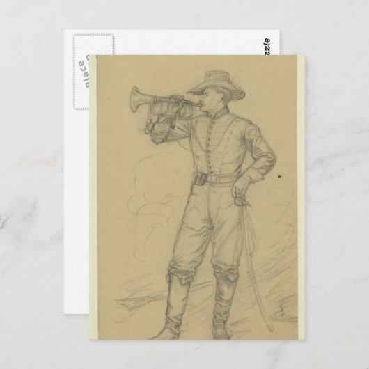 Cavalry Bugler Briefkaart (Voorkant / Achterkant)