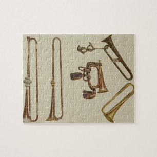 Cavalry trumpet, een eikel, een gelte trumpet gema legpuzzel