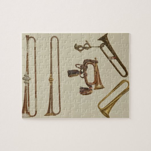 Cavalry trumpet, een eikel, een gelte trumpet gema legpuzzel (Horizontaal)