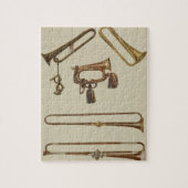 Cavalry trumpet, een eikel, een gelte trumpet gema legpuzzel (Verticaal)
