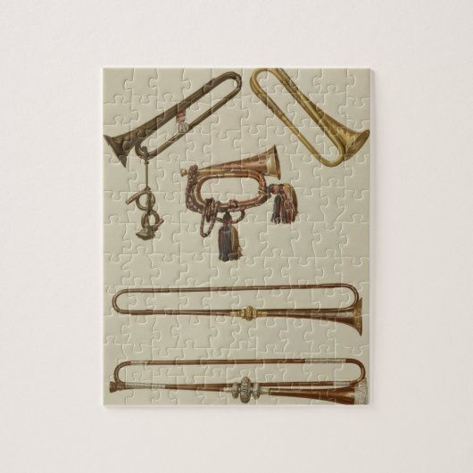 Cavalry trumpet, een eikel, een gelte trumpet gema legpuzzel (Verticaal)