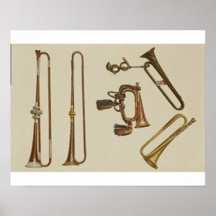 Cavalry trumpet, een eikel, een gelte trumpet gema poster