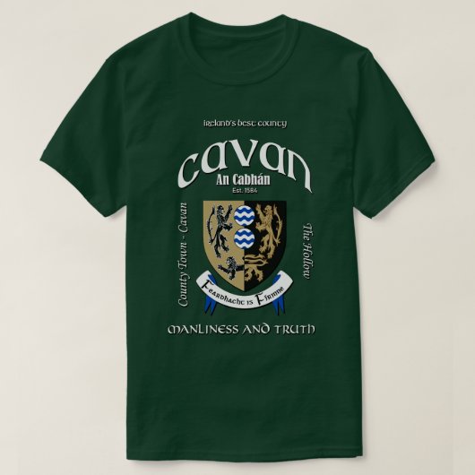 Cavan Ireland Irish Crest Wapenschild T-shirt (Design voorkant)