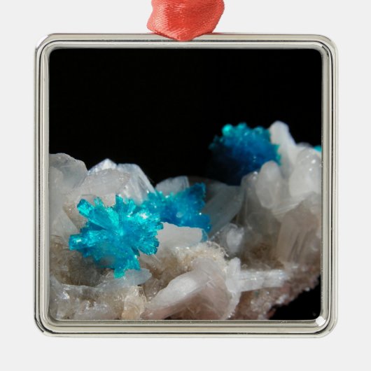 Cavansite op Stilbite Metalen Ornament (Voorkant)