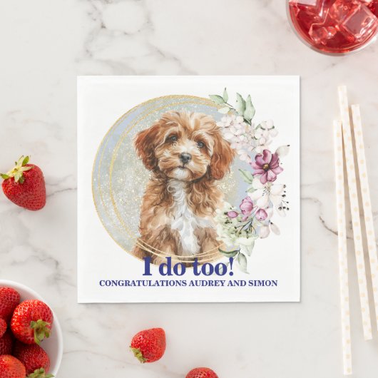 Cavapo-honden trouw servetten met foto (Insitu)