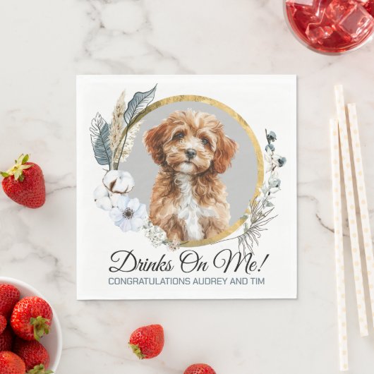 Cavapo-honden trouw servetten met foto (Insitu)