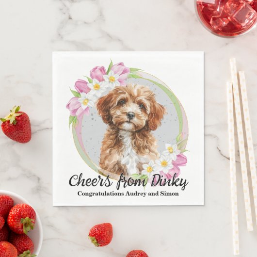 Cavapo-honden trouw servetten met foto (Insitu)