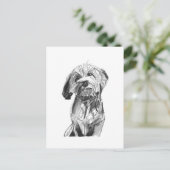 Cavapoo Ansichtkaart – Houtskool Hondenillustratie Briefkaart (Staand voorkant)