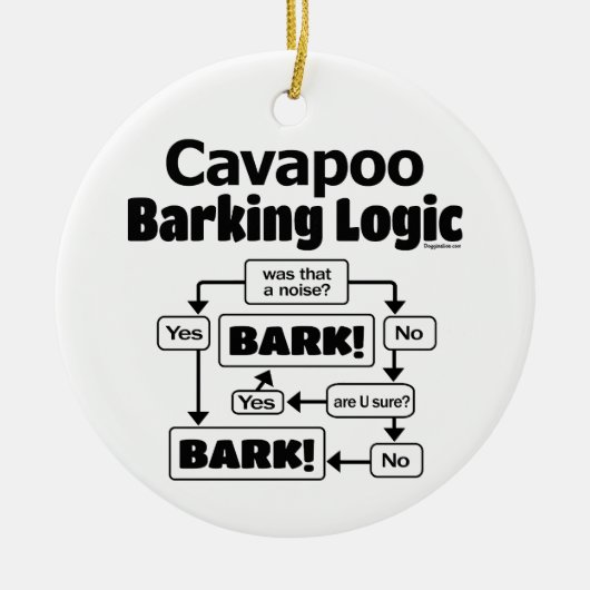 Cavapoo Barking Logic Keramisch Ornament (Voorkant)