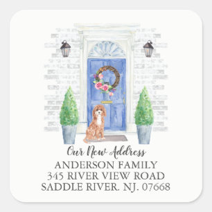 Cavapoo Blue Deur New Address Label Sticker