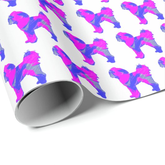 Cavapoo Breed Hond Silhouette P&B Wit Cadeau Cadeaupapier (Rol Hoek)