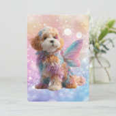 Cavapoo Cavoodle Angel Fairy Birthday Kaart (Staand voorkant)