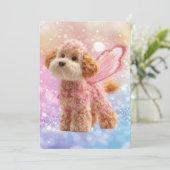 Cavapoo Cavoodle Angel Fairy Birthday Kaart (Staand voorkant)