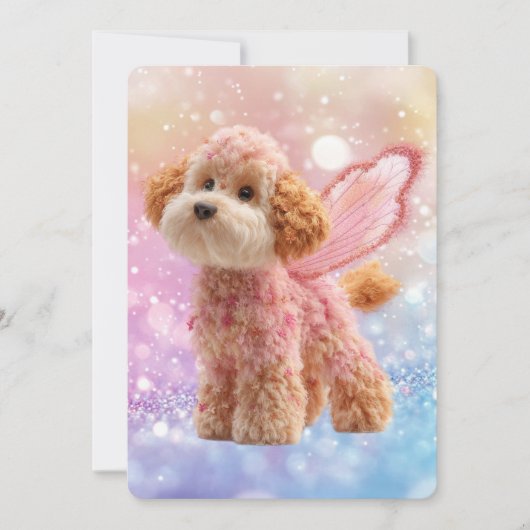 Cavapoo Cavoodle Angel Fairy Birthday Kaart (Voorkant)