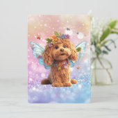 Cavapoo Cavoodle Angel Fairy Birthday Kaart (Staand voorkant)