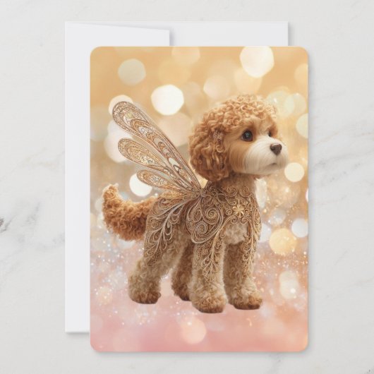 Cavapoo Cavoodle Angel Fairy Birthday Kaart (Voorkant)