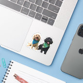 Cavapoo Cavoodle Cockerpoo Puppy Designer hond Sticker (Laptop met iPhone)