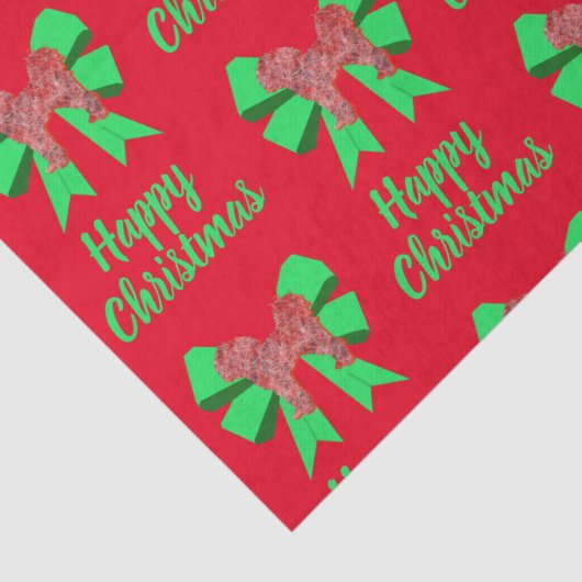 Cavapoo Christmas Dog & Bow Red Tissuepapier (Detail)