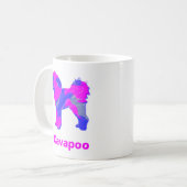 Cavapoo Crazy Hot Pink en Blue White Coffee Mok (Voorkant links)