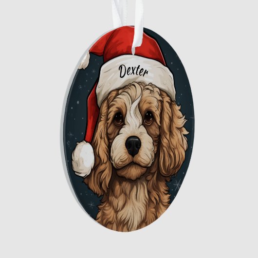 Cavapoo Custom Kerstmis Ornament (voorkant)
