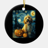 Cavapoo Cute Dog Halloween Jack O Lantern Pumpkin  Keramisch Ornament (Voorkant)
