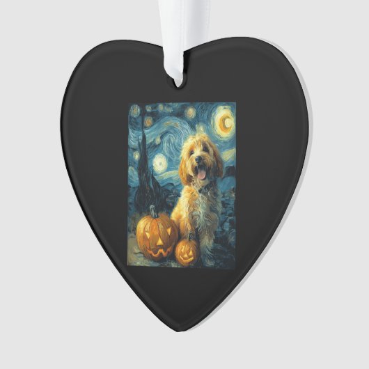 Cavapoo Cute Dog Halloween Jack O Lantern Pumpkin Ornament (voorkant)