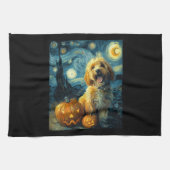 Cavapoo Cute Dog Halloween Jack O Lantern Pumpkin  Theedoek (Horizontaal)