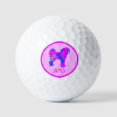 Cavapoo Cute Pink Dog Silhouette Monogram Golfballen (Voorkant)