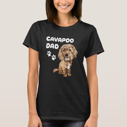 Cavapoo Dad Red Cavapoo Dog Puppy and Paws T-shirt (Voorkant)
