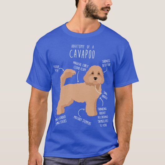 Cavapoo Dog Anatomy retro T-shirt (Voorkant)