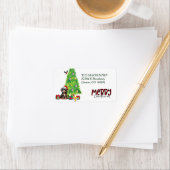 Cavapoo Dog and Christmas Tree Return Address Etiket (Insitu)