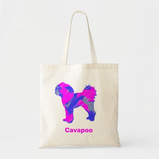 Cavapoo Dog Crazy Hot Pink & Blue Tote Bag (Voorkant)