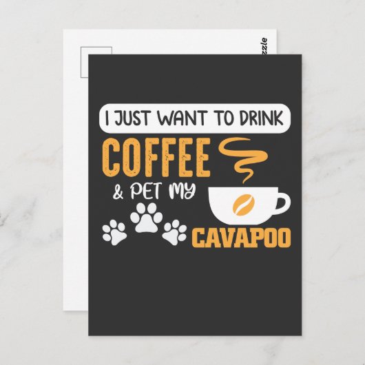 Cavapoo Dog Eigenaar van Coffee Bean Drinker Briefkaart (Voorkant / Achterkant)