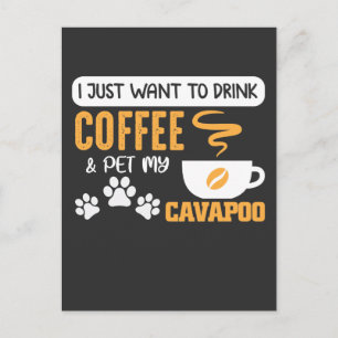 Cavapoo Dog Eigenaar van Coffee Bean Drinker Briefkaart