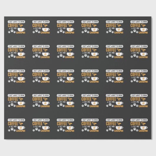 Cavapoo Dog Eigenaar van Coffee Bean Drinker Cadeaupapier (Vlak)