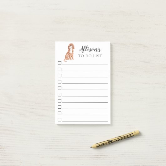 Cavapoo Dog gepersonaliseerd om lijst te doen Post-it® Notes (Op bureau)