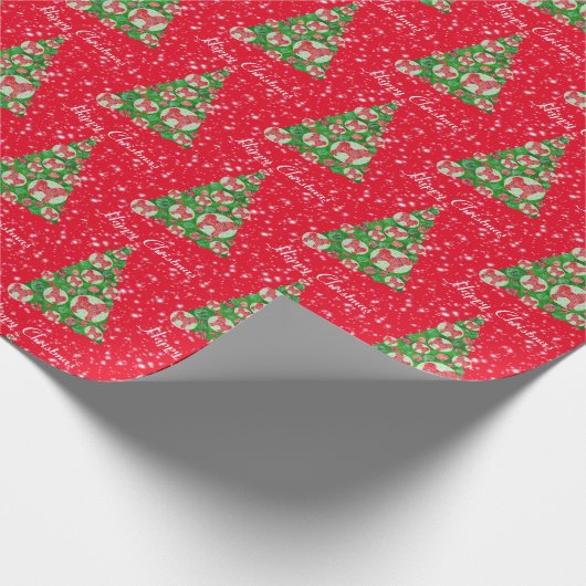 Cavapoo Dog kerstboomfeestdag rood Cadeaupapier (Hoek)
