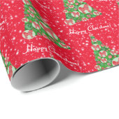 Cavapoo Dog kerstboomfeestdag rood Cadeaupapier (Rol Hoek)