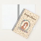 Cavapoo Dog Paw Print & Floral Cute Notitieboek (Binnen)