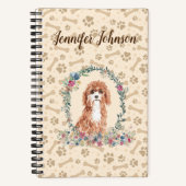Cavapoo Dog Paw Print & Floral Cute Notitieboek (Voorkant)