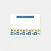 Cavapoo Dog & Paw Yellow & Blue Grids Post-it® Notes (Voorkant)