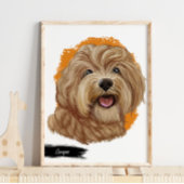Cavapoo Dog Portrait | Aangepaste PET Portret Prin Poster
