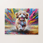 Cavapoo Dog Portrait Acryl Art Print Hondenliefheb Legpuzzel (Horizontaal)