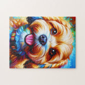 Cavapoo Dog Portrait Acryl Art Print Hondenliefheb Legpuzzel (Horizontaal)