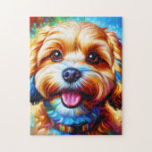 Cavapoo Dog Portrait Acryl Art Print Hondenliefheb Legpuzzel (Verticaal)