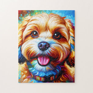 Cavapoo Dog Portrait Acryl Art Print Hondenliefheb Legpuzzel