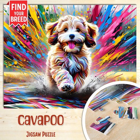 Cavapoo Dog Portrait Acryl Art Print Hondenliefheb Legpuzzel