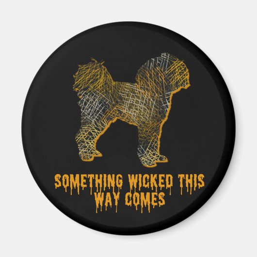 Cavapoo Dog Silhouette Fun Halloween Magnet (Voorkant)