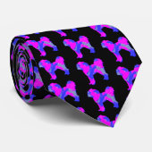 Cavapoo Dog Silhouette Pink & Blue Black Neck Stropdas (Opgerold)