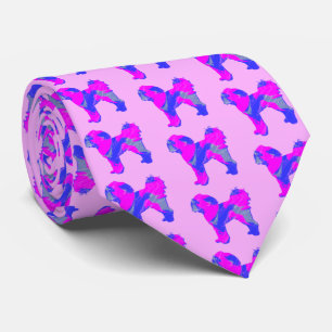 Cavapoo Dog Silhouette Pink & Blue Light Pink Stropdas